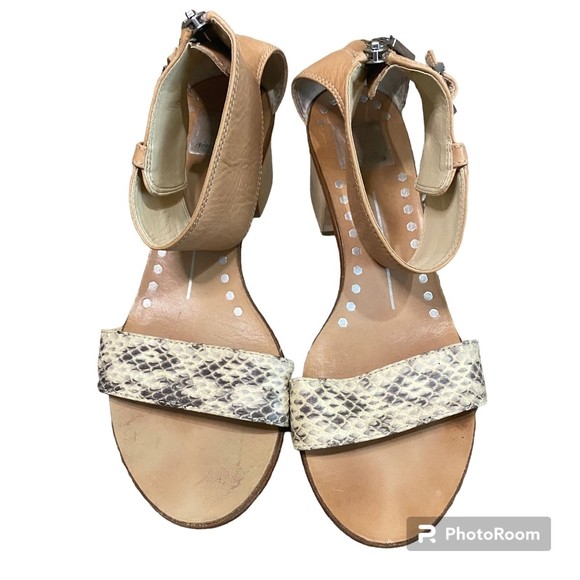 Dolce Vita Foxie Natural Snake Ankle Strap Leather Sandals 8 - Picture 1 of 5